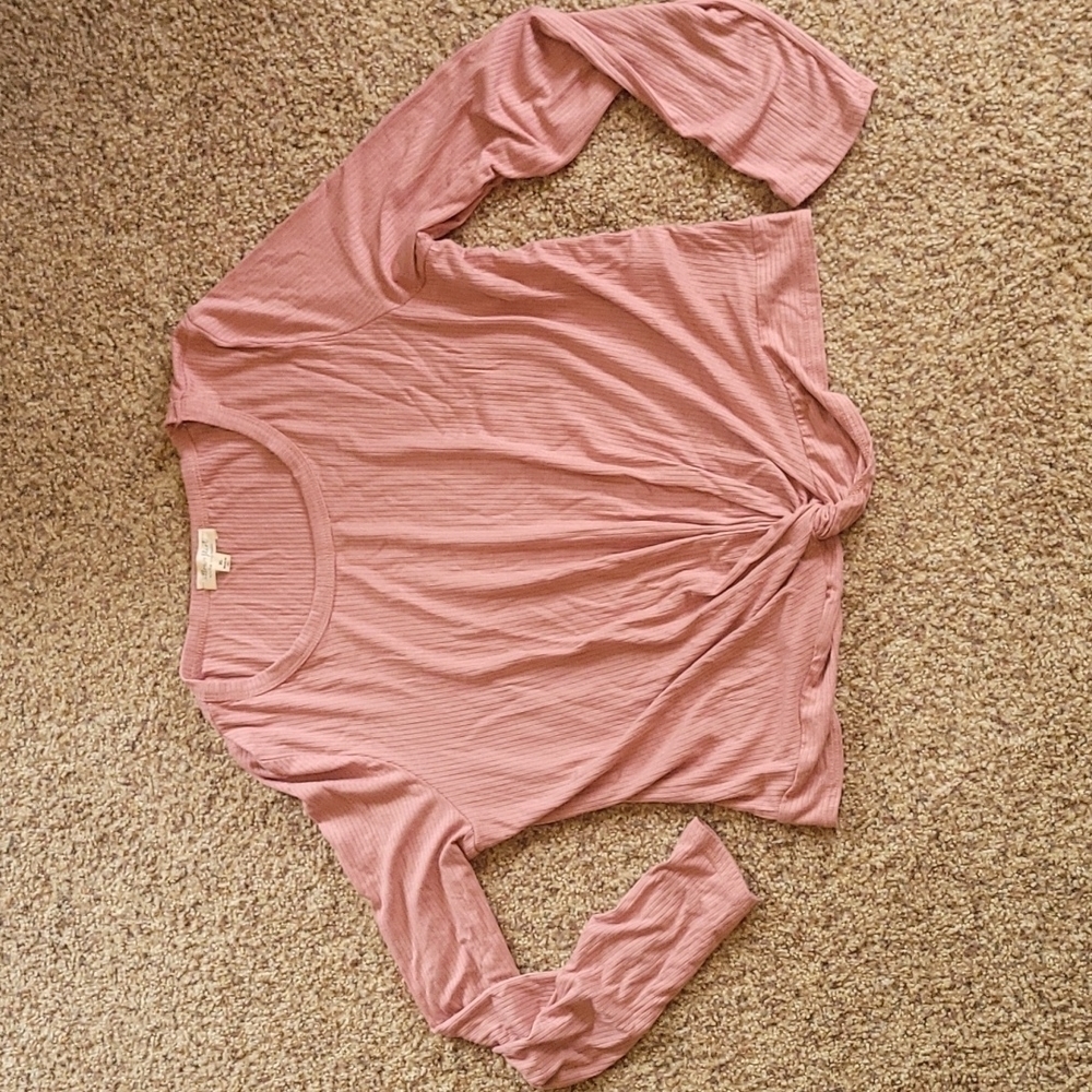 Ultra Flirt XL pink long sleeve front knot top